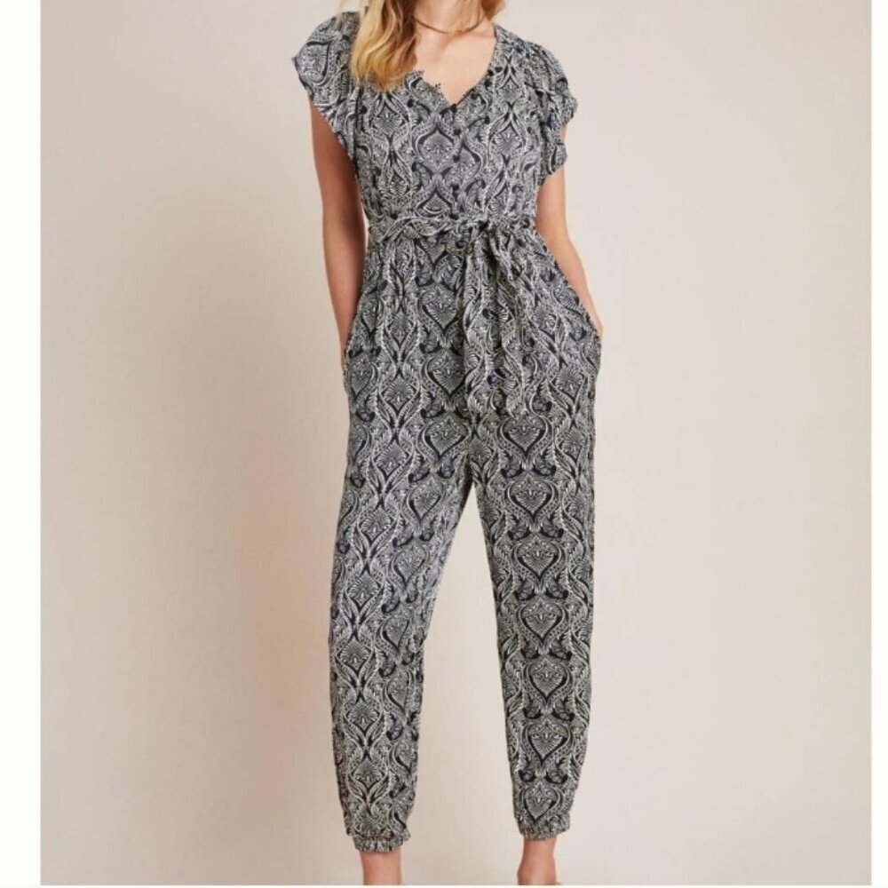 Anthropologie Zadie Satin Printed Jumpsuit Size 6 NWOT